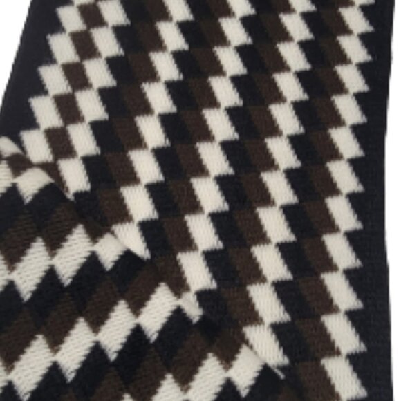 Monochrome and Brown Mens Scarf with Tassels - Picture 2 of 6